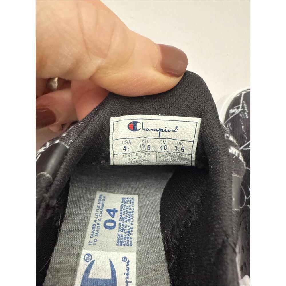 Champion Boys Hyper Apex Doodle Low Sneakers Size 4 Toddler Black White Slip On - Picture 8 of 9